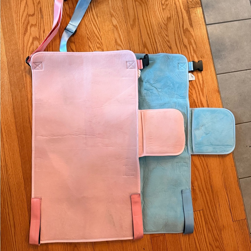 Pink and Blue airplane seat toddler travel foot rest hammocks (set of 2)